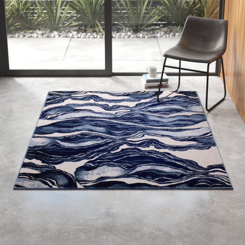 Cretys Abstract Navy Blue/White Area Rug & Reviews AllModern